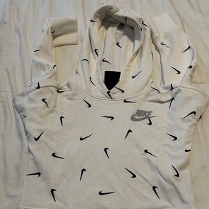 Nike kids White Hoodie with Black Swooshes